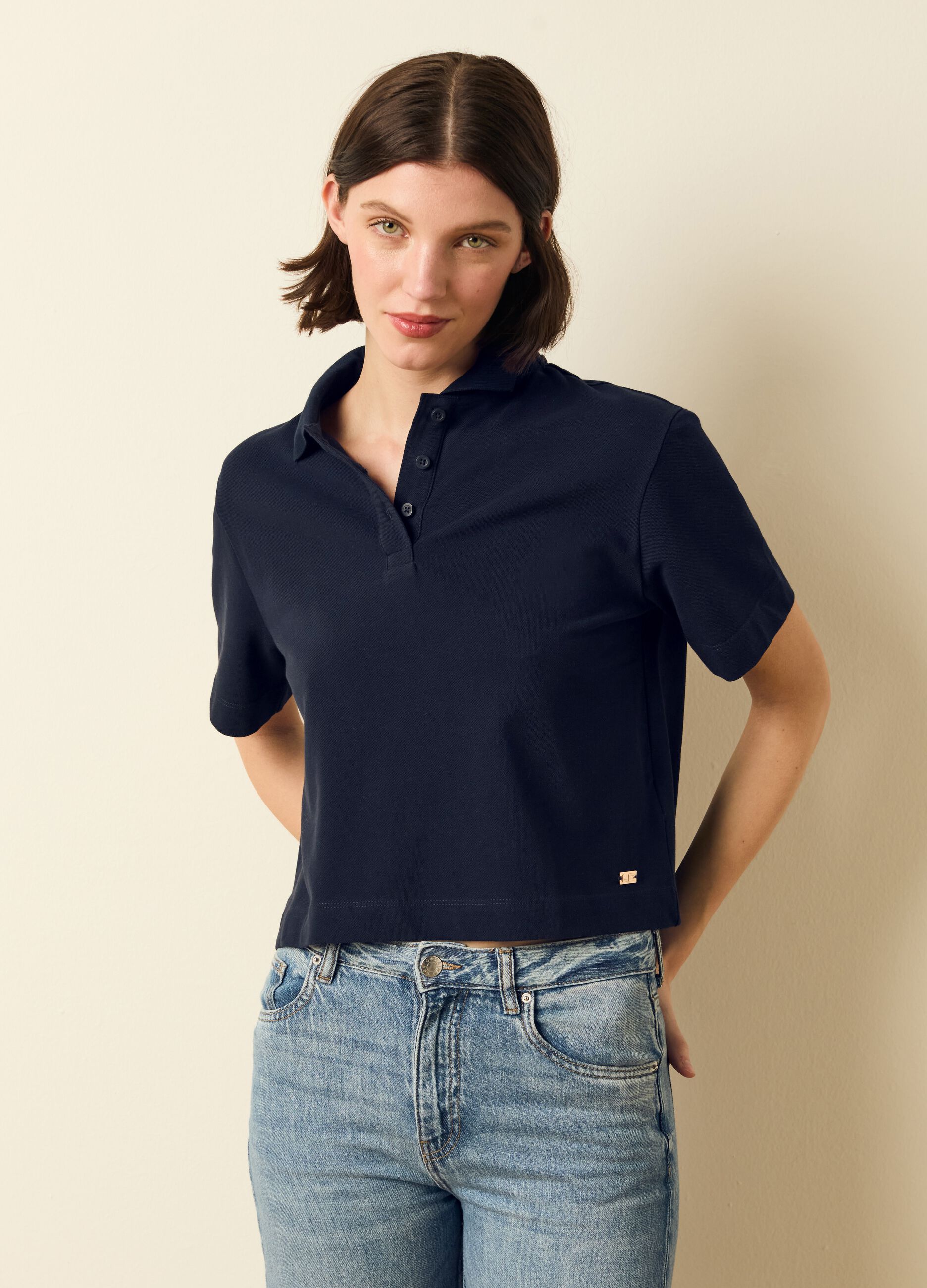 Polo shirt in solid colour piquet