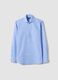 Blue slim-fit cotton-blend shirt_0