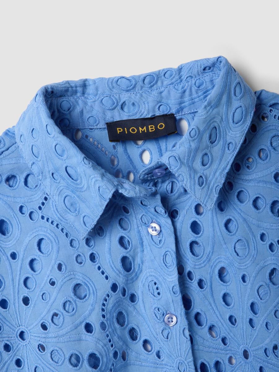 Camicia azzurra in puro cotone sangallo_5