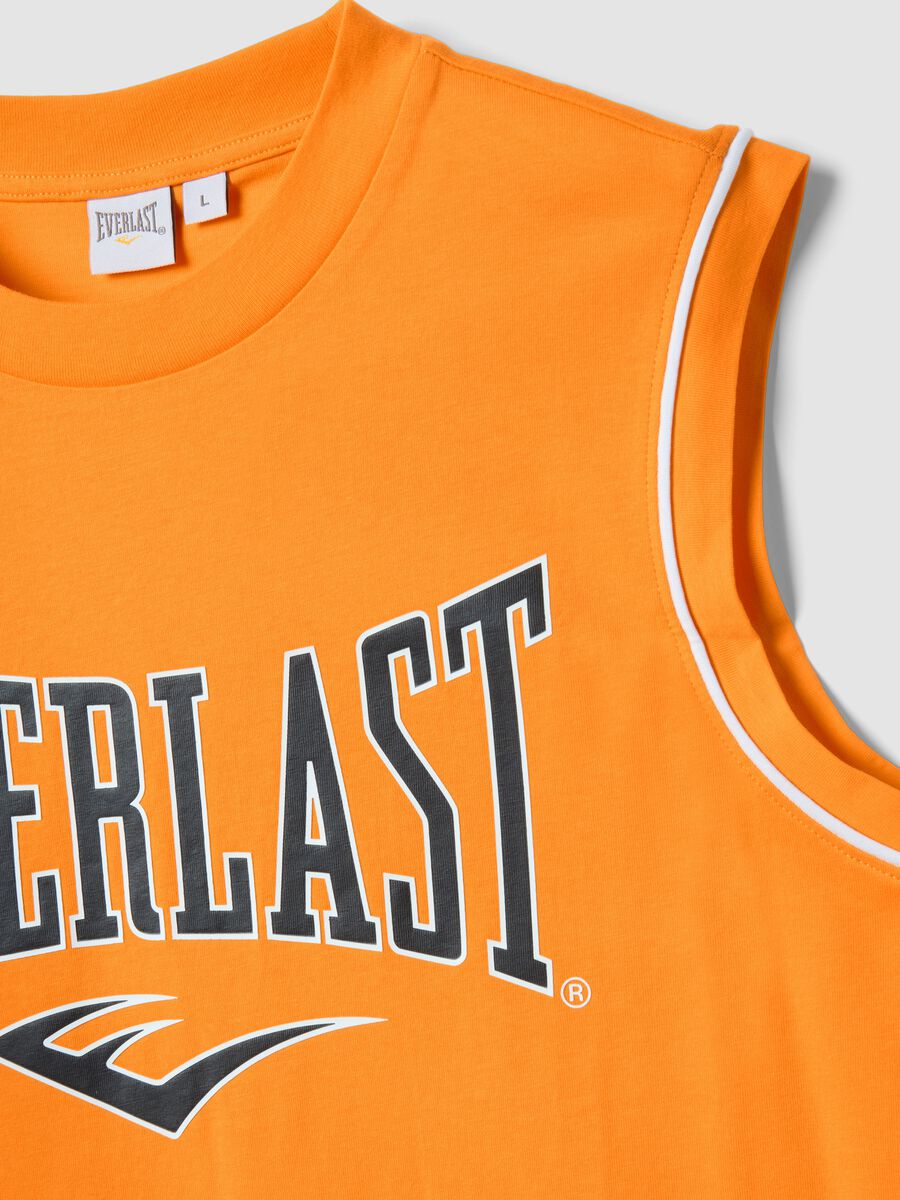 Orange sleeveless vest in pure cotton with Everlast logo_1