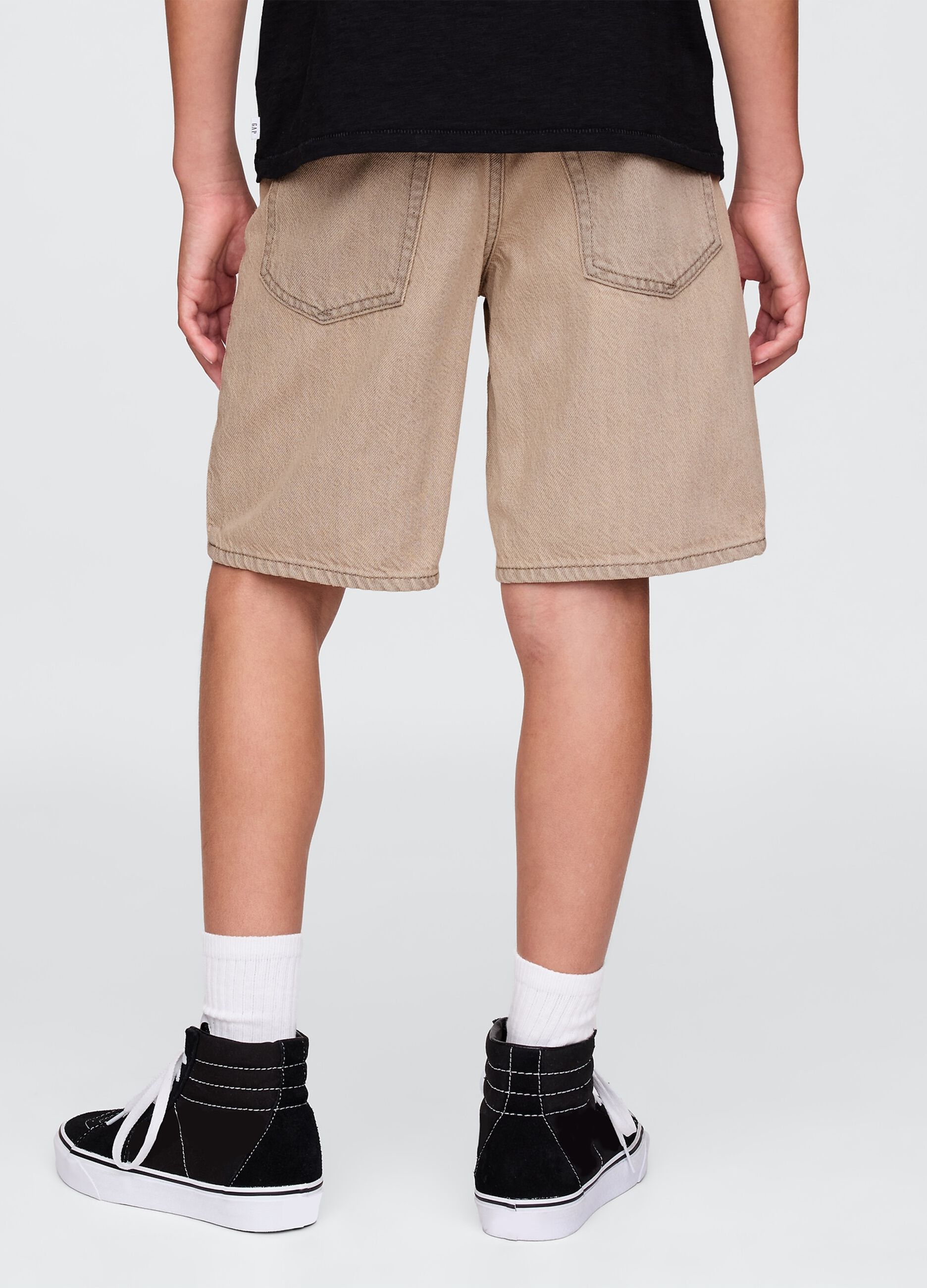 Beige Denim Bermuda Shorts