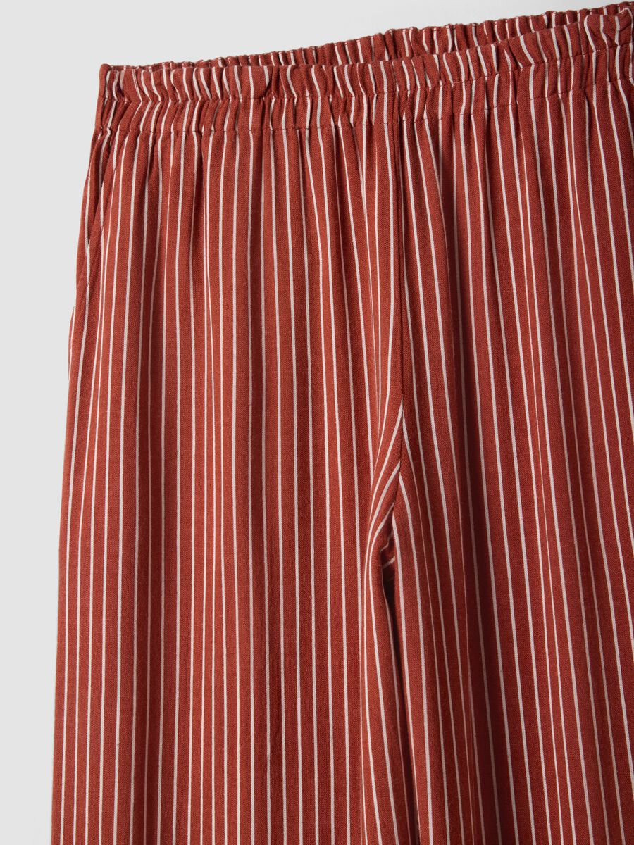 Red and white striped viscose and linen-blend straight-fit trousers_5