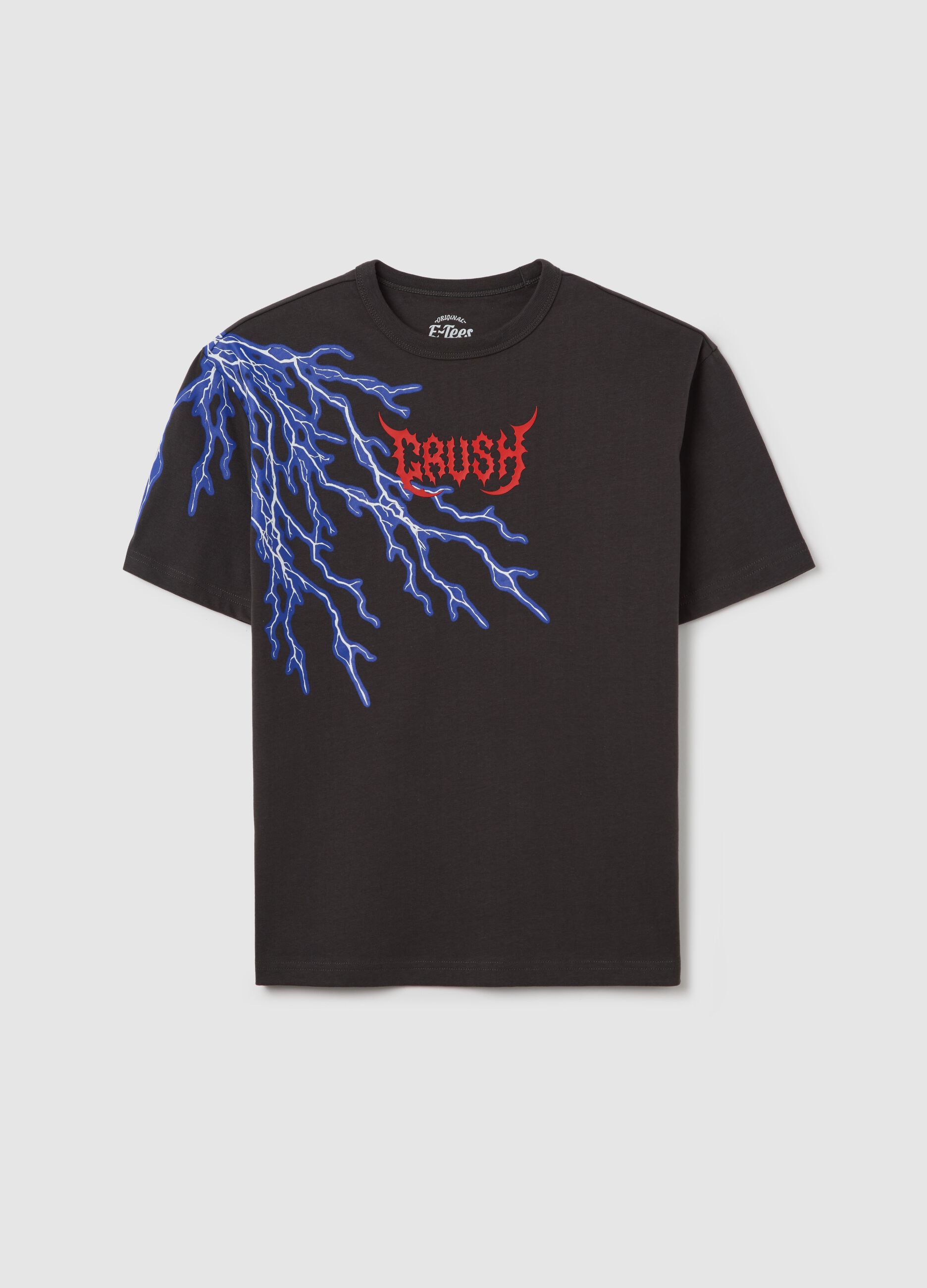 Cotton T-shirt with "Crush" lightning print