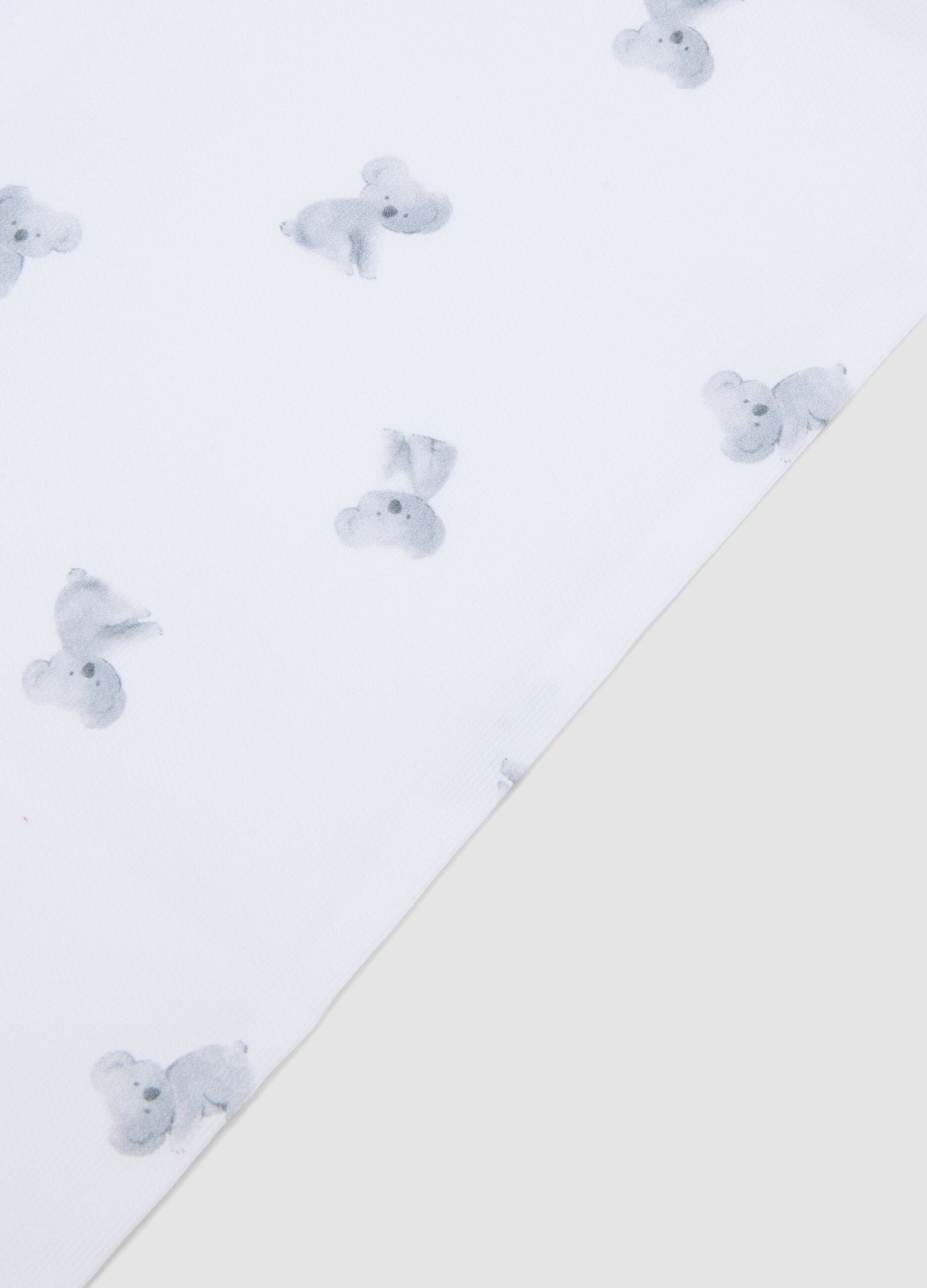 White pure cotton baby sheets with koala print