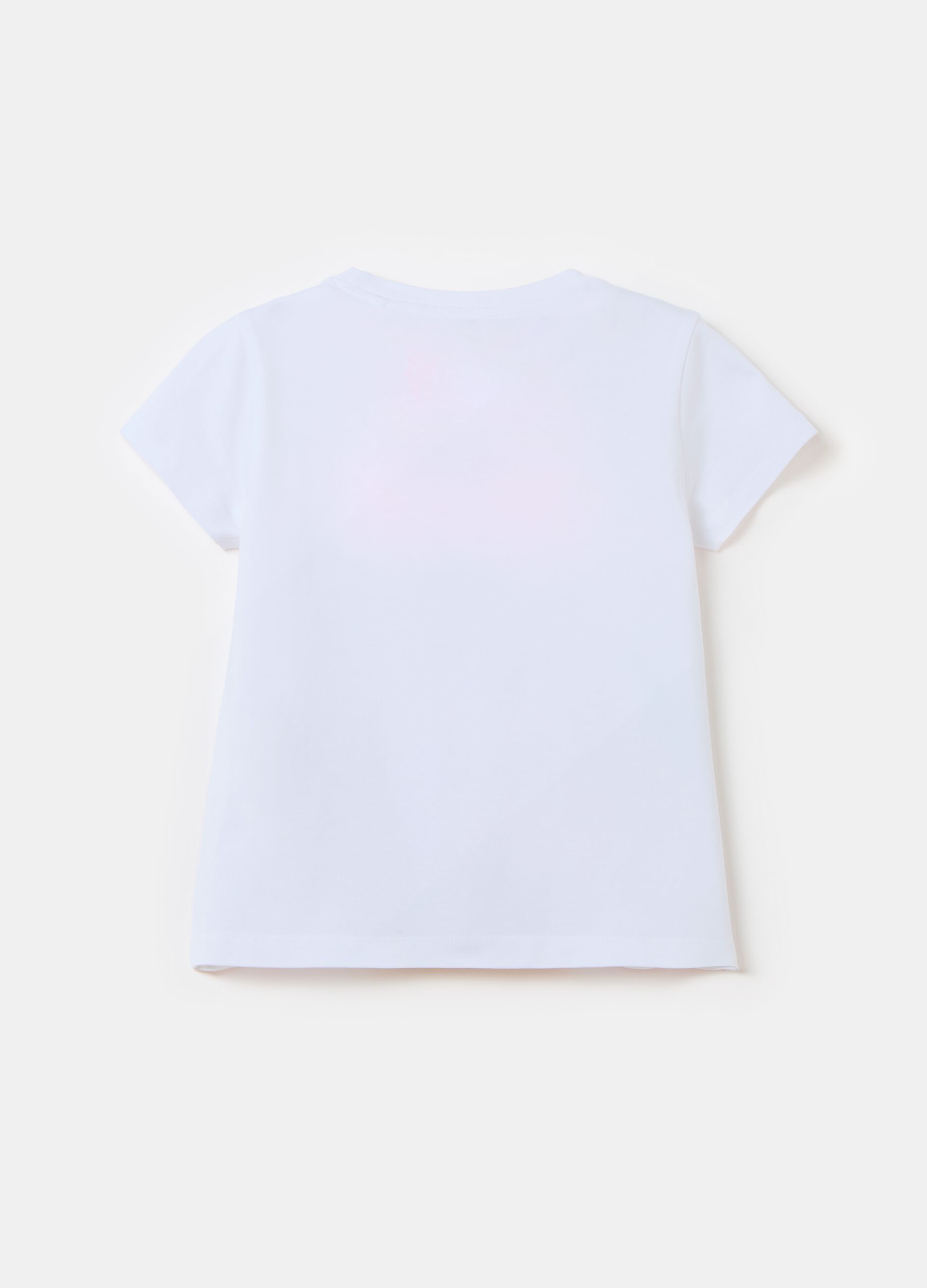 T-shirt in cotone stampa frutta e paillettes