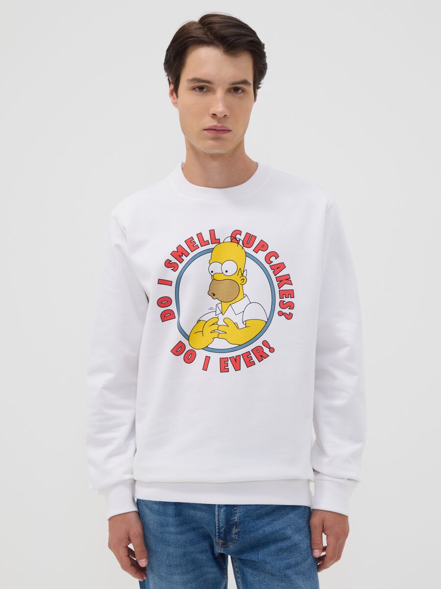 White 100% cotton sweatshirt with Simpsons print_1