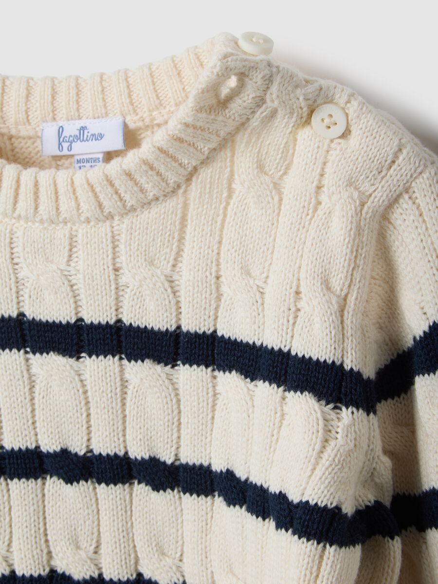 Striped multicolour pure cotton jumper, regular fit for baby_2