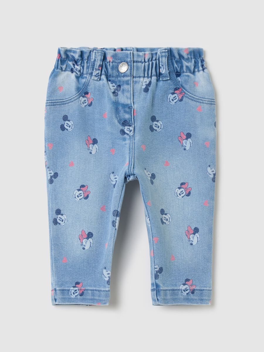 Jeans with all-over Minnie and Mickey Mouse print._0
