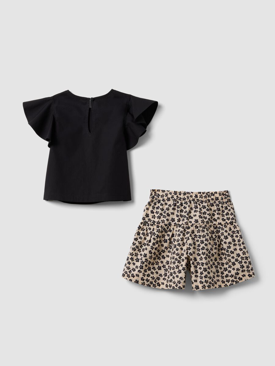 Black pure cotton set with T-shirt and shorts_1