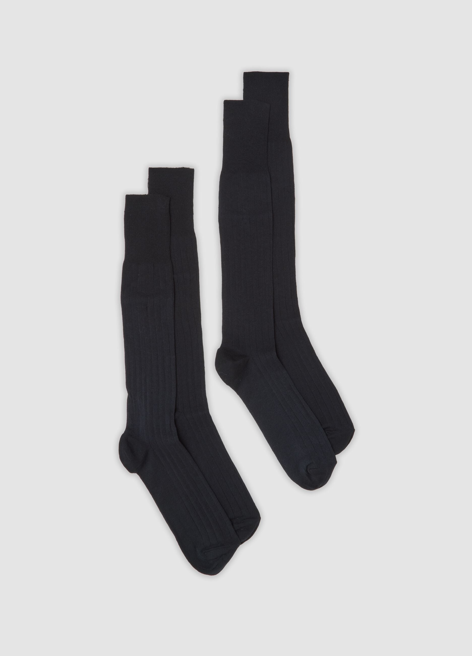 2-pack of blue long socks in stretch cotton