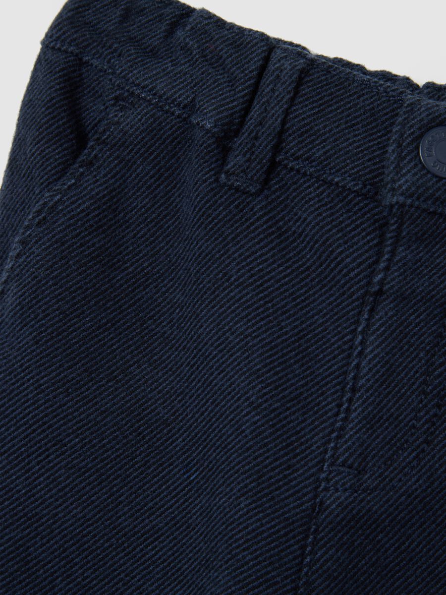 Regular fit blue stretch cotton blend toddler trousers_2