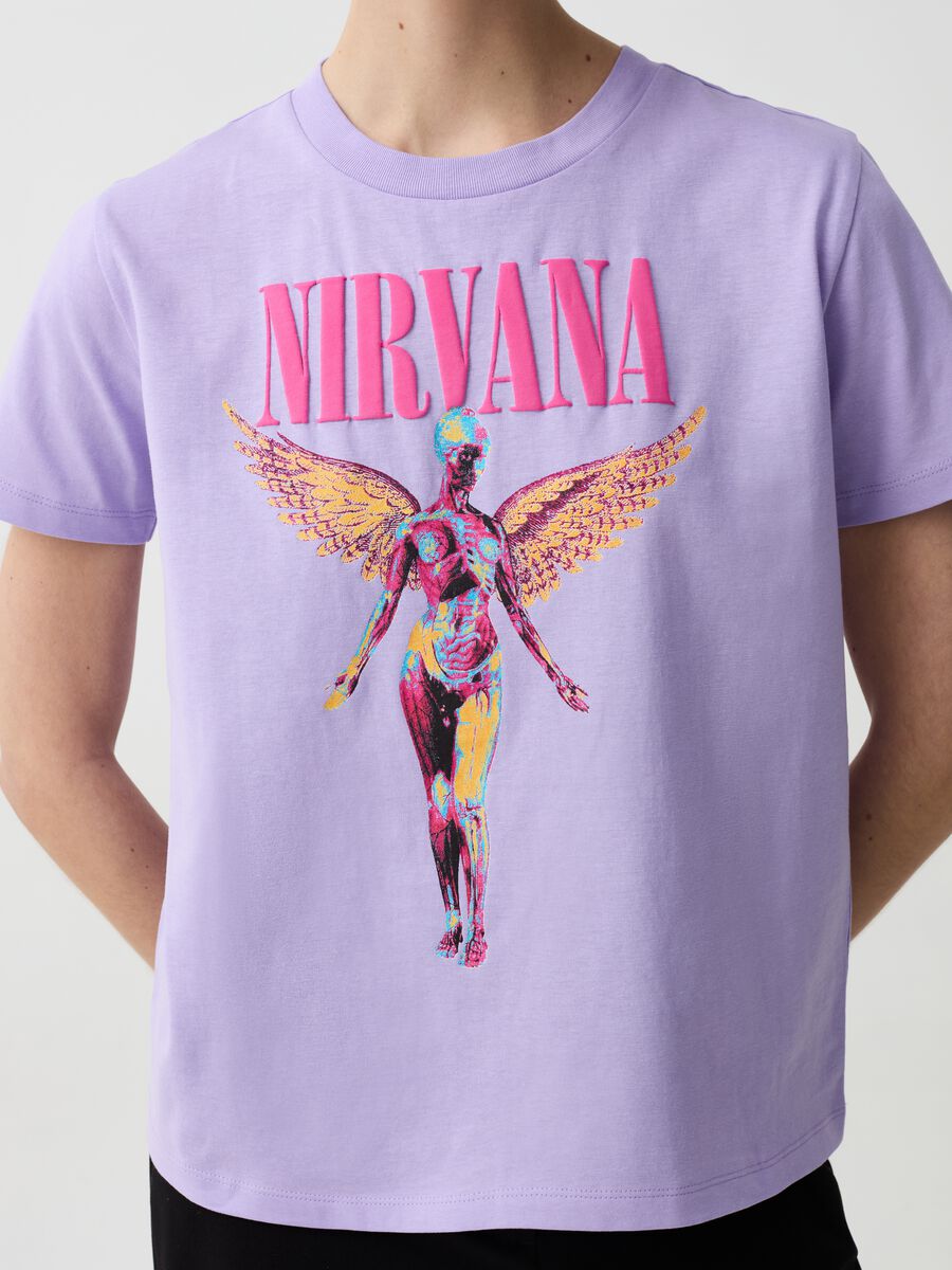 T-shirt in cotone con stampa Nirvana_2