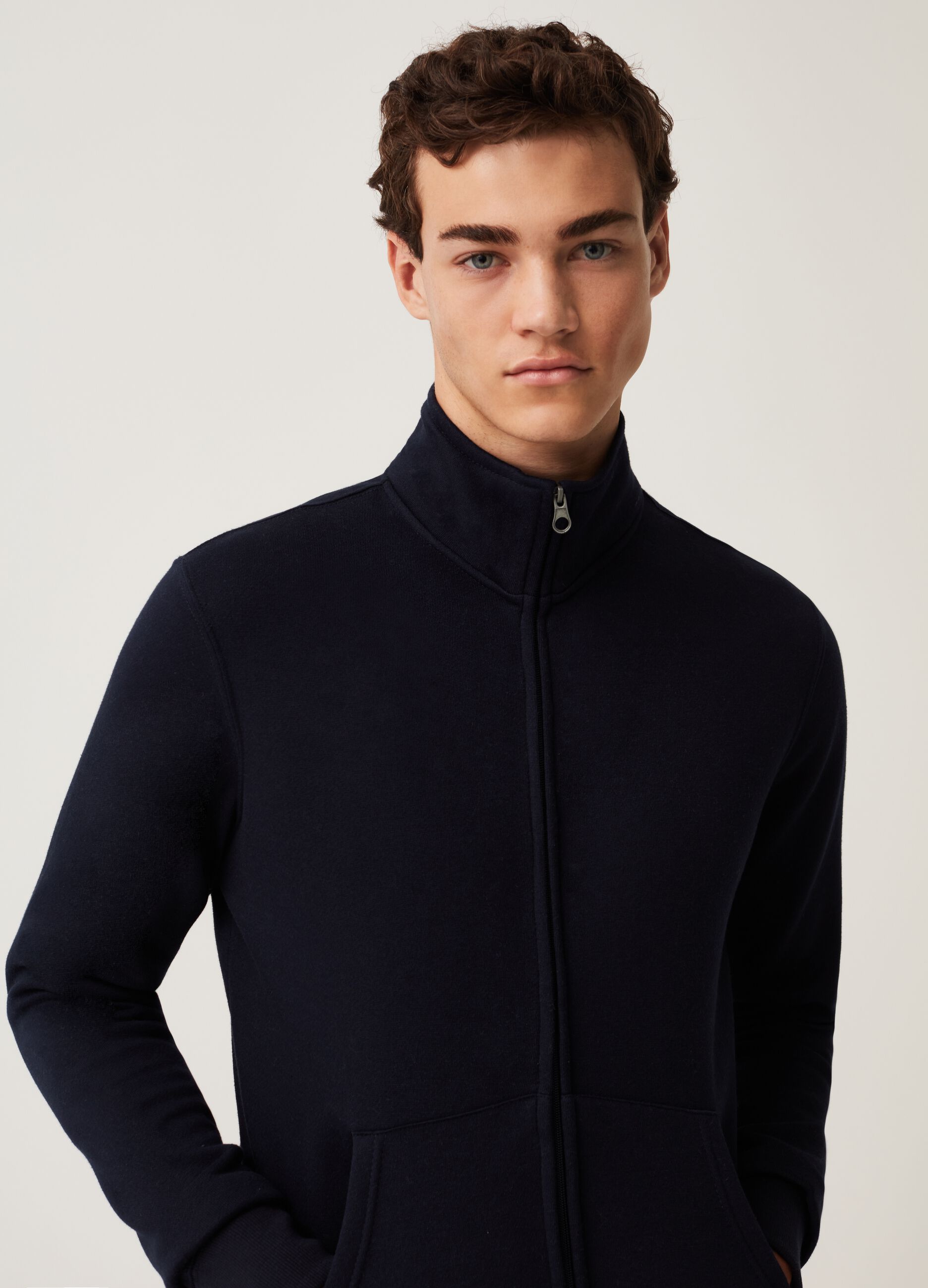 Full-zip in felpa a collo alto