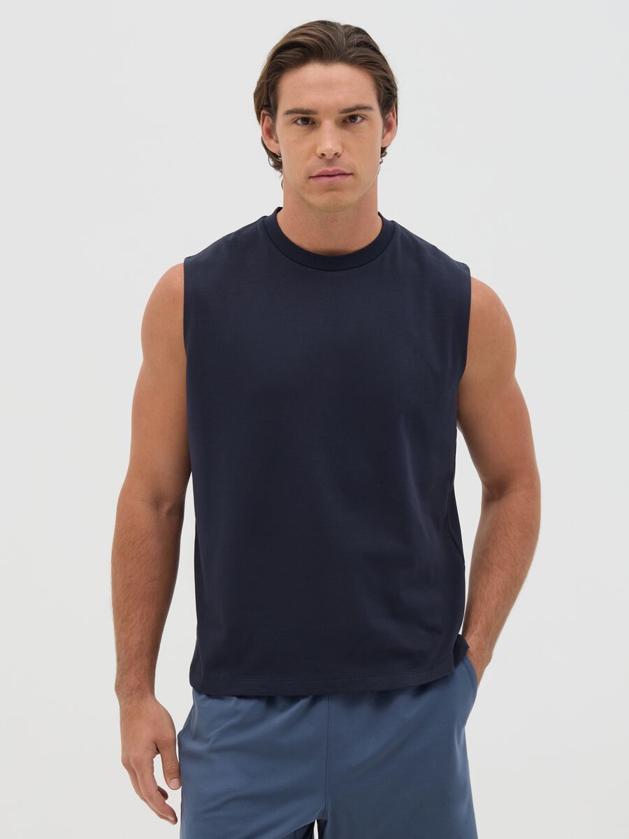 Men's blue casual fit tank top_0