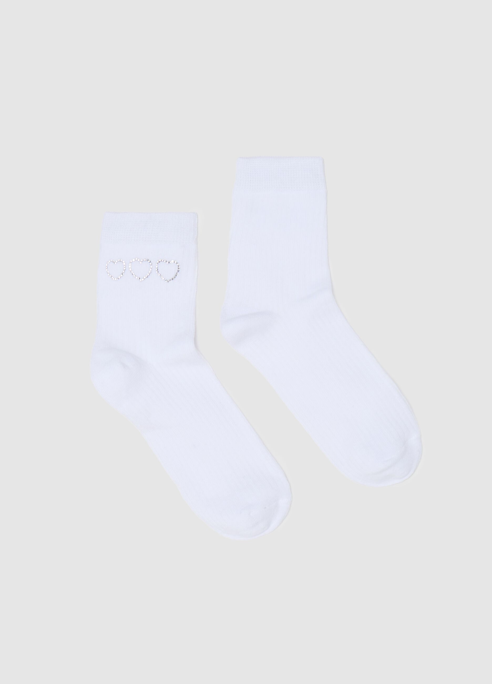 Socks with diamanté heart