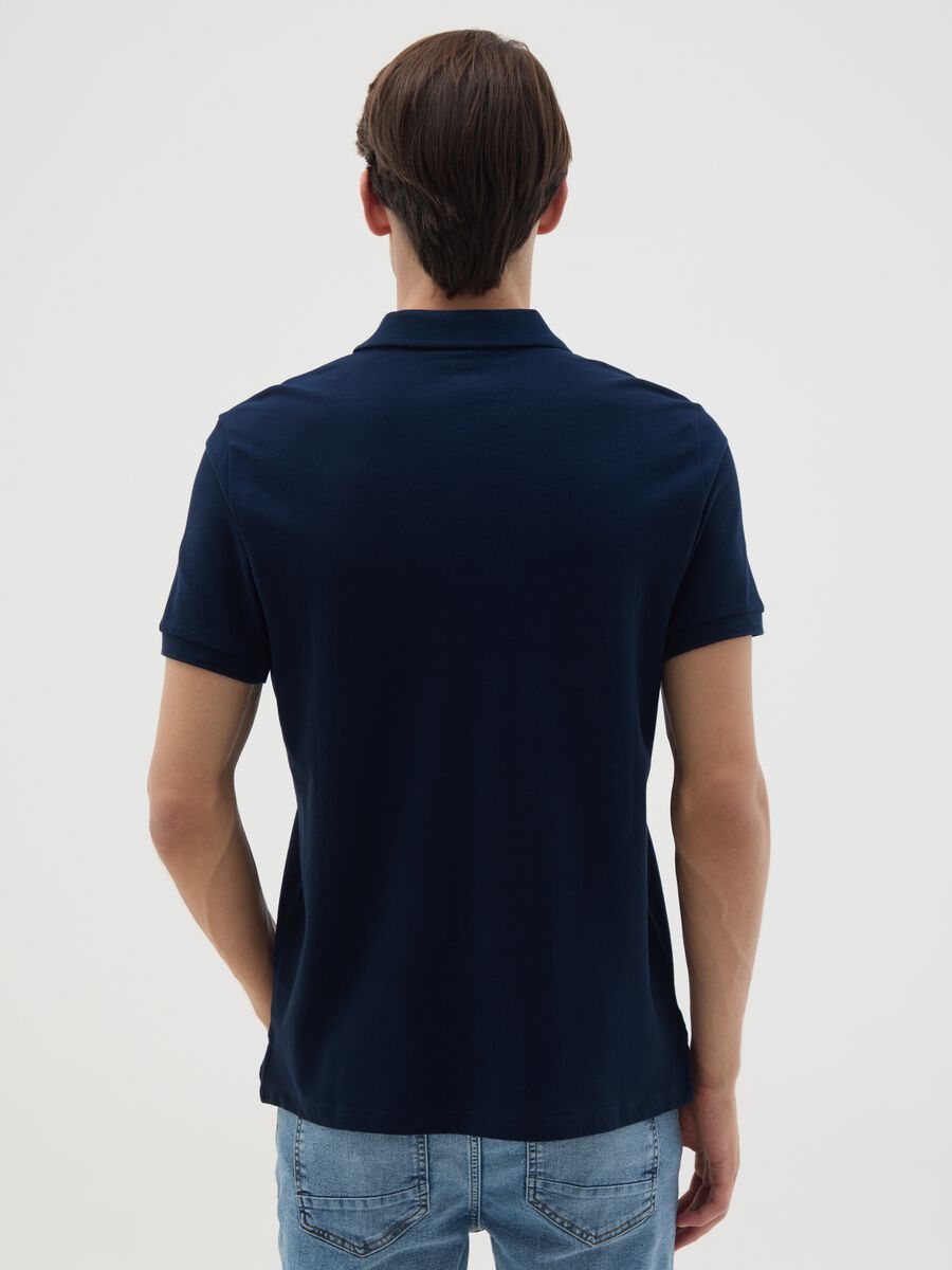Men's pure cotton blue regular fit polo shirt_3