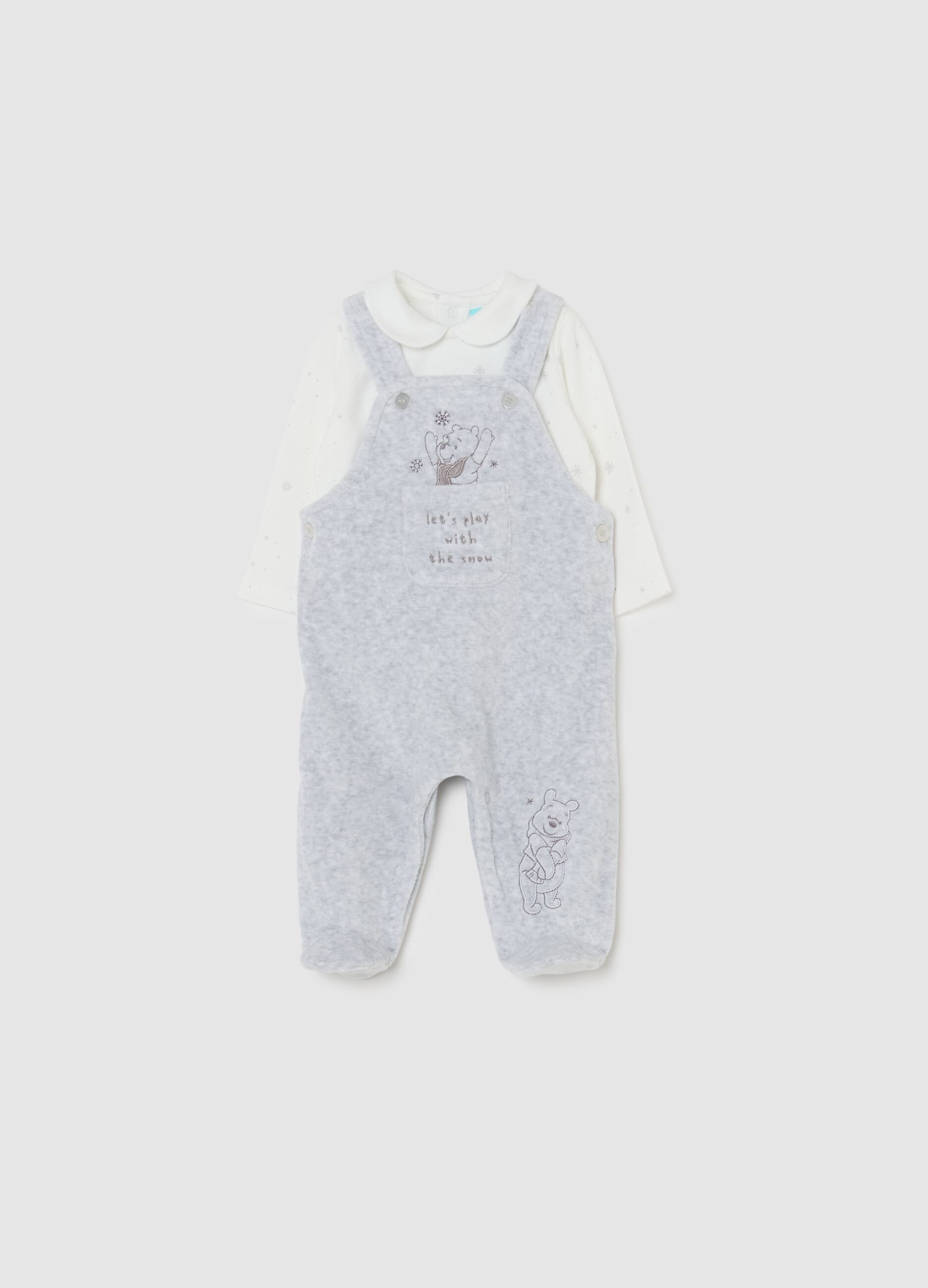Newborn multicolour cotton blend dungaree and t-shirt set