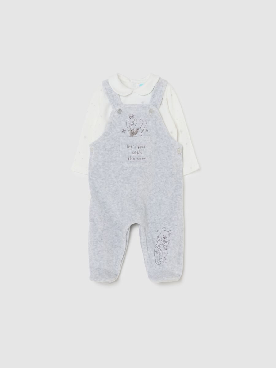 Newborn multicolour cotton blend dungaree and t-shirt set_0