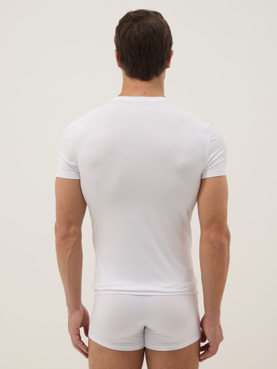 White stretch modal T-shirt, regular fit_2