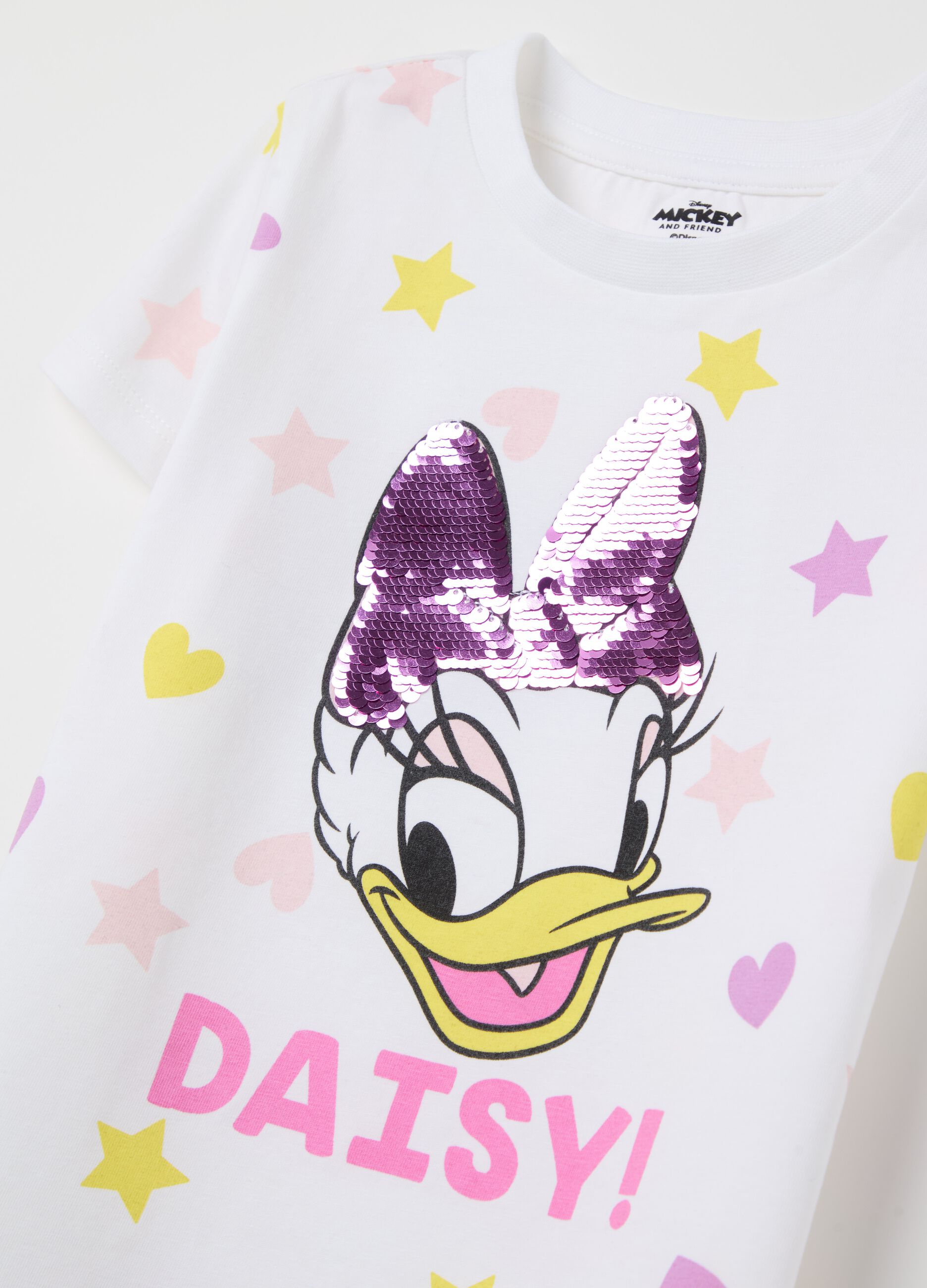 T-shirt con paillettes e stampa Paperina  