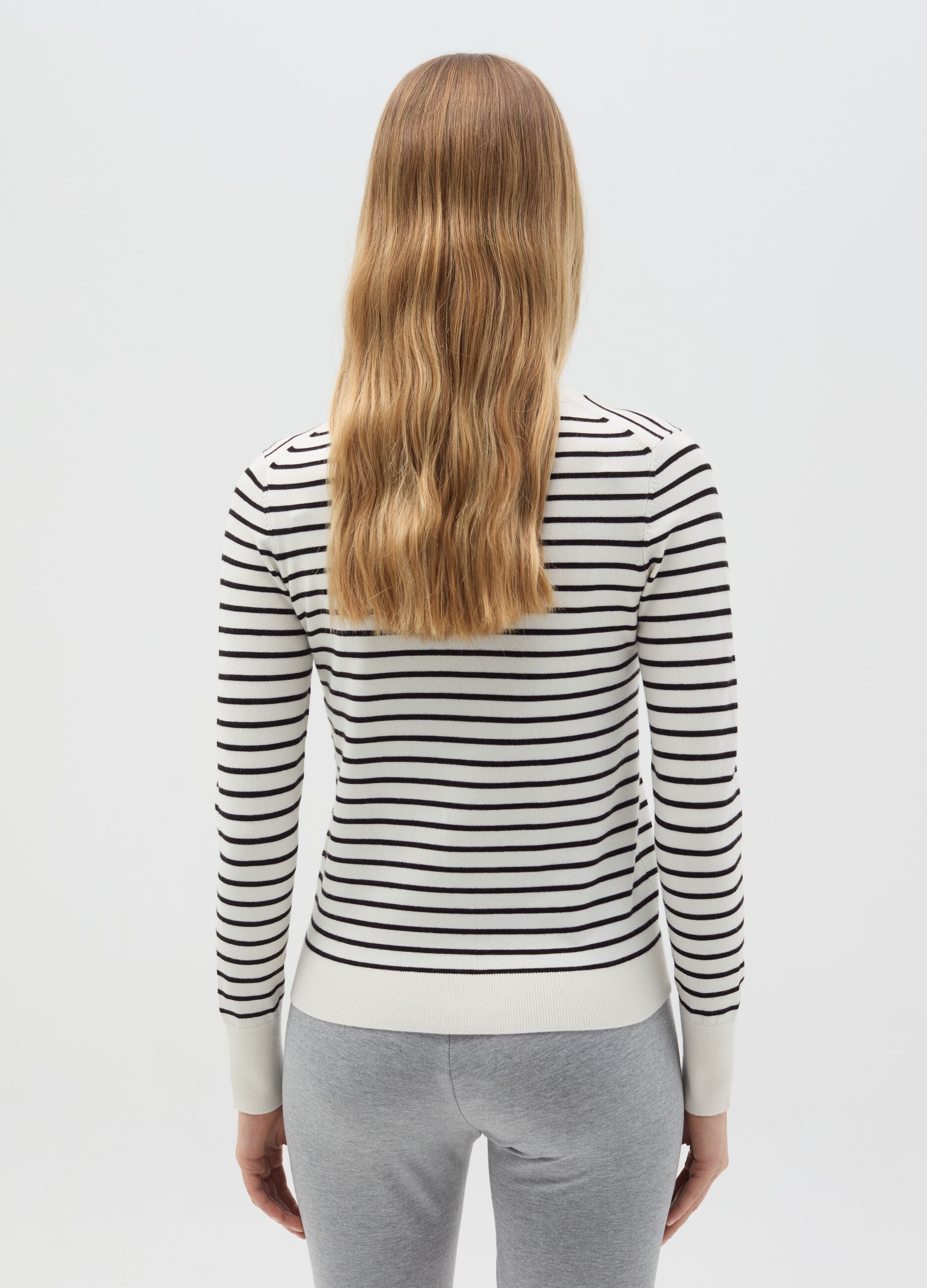 Cardigan with striped pattern