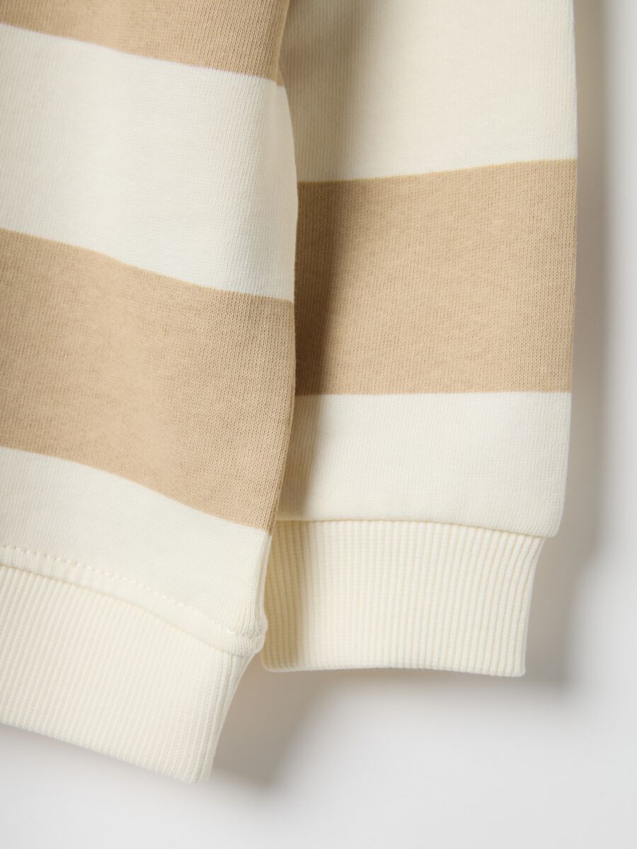 Boys' Pure Cotton Beige Striped Regular Fit Sweatshirt_3