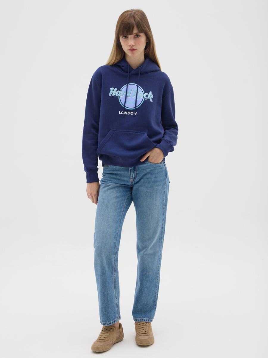Blue cotton blend sweatshirt regular fit with Hard Rock Cafe logo_1