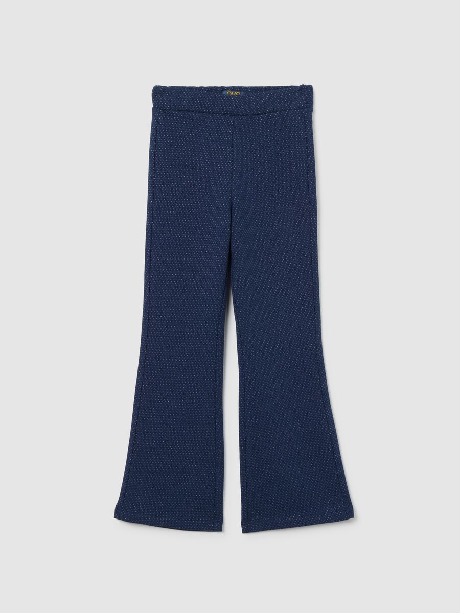 Girls' Blue Flare Polka Dot Leggings in Stretch Cotton_0