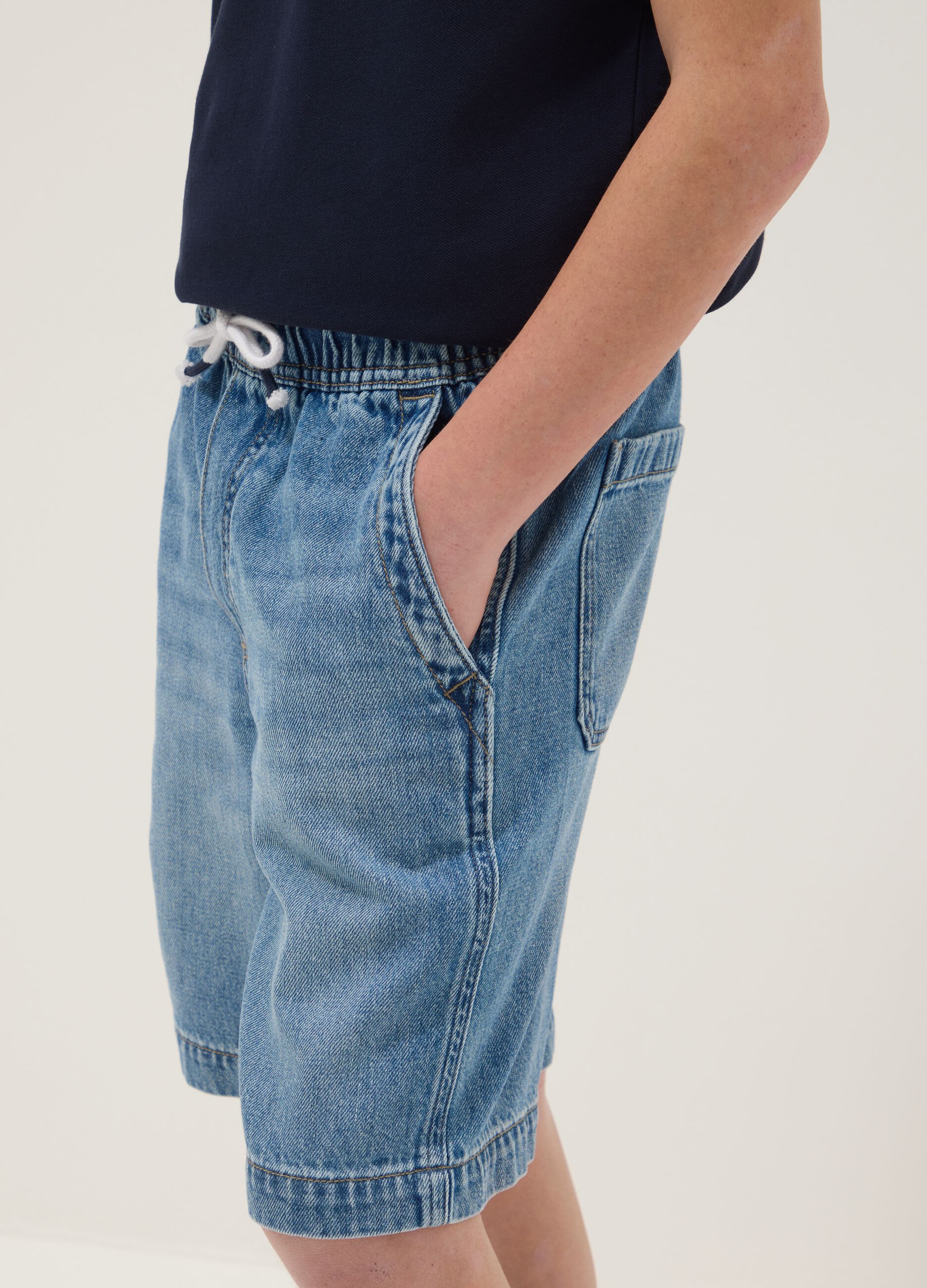 Blue denim boys&rsquo; cotton-blend straight-fit shorts