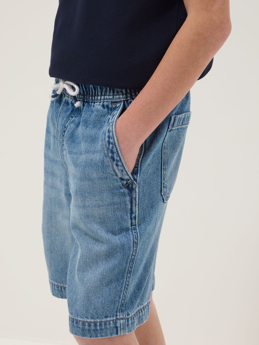 Blue denim boys&rsquo; cotton-blend straight-fit shorts_2