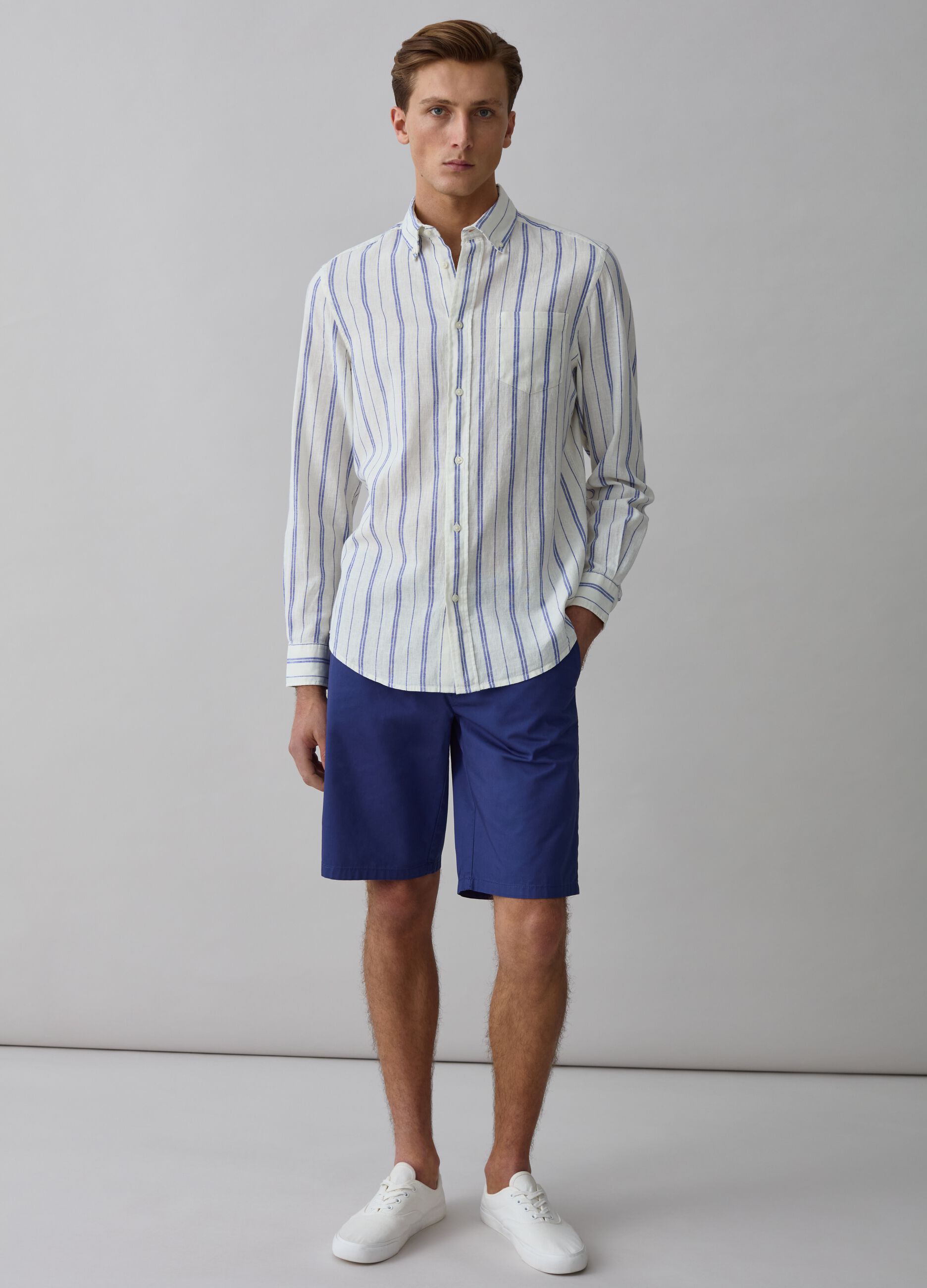 Stretch cotton chino Bermuda shorts