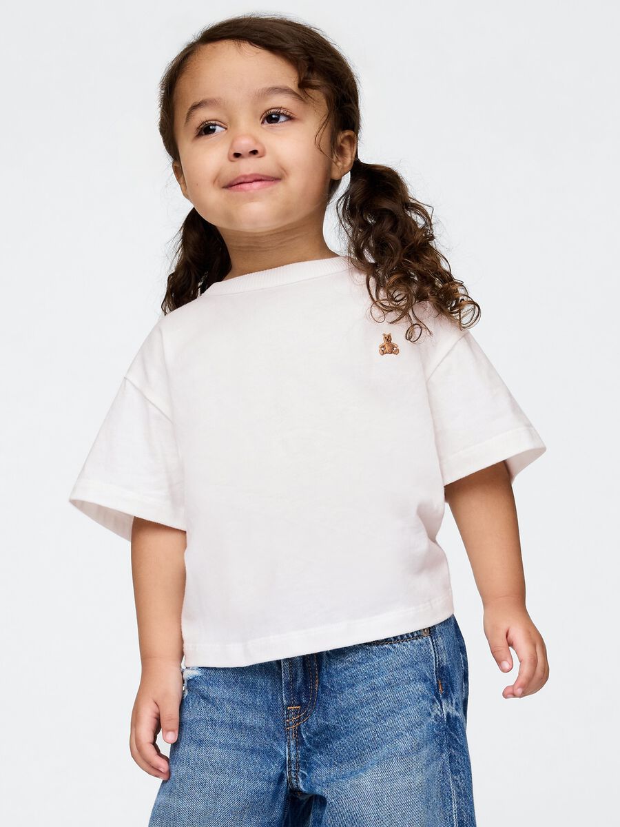 Girls' white T-shirt with embroidery_0
