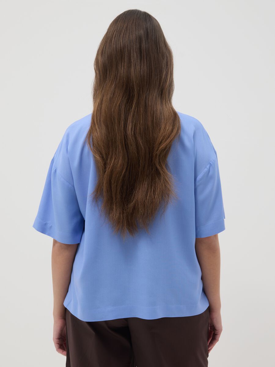 Sky-blue pure viscose shirt with classic collar_3