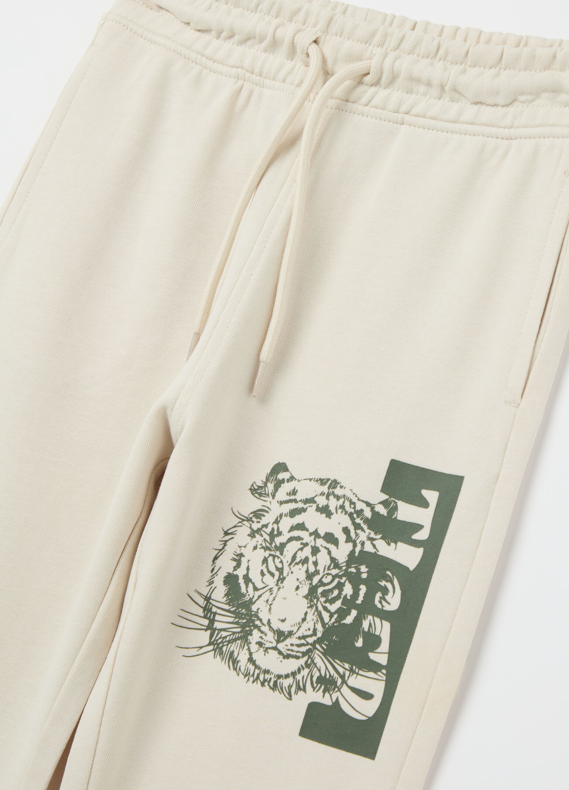 Cotton joggers with drawstring and print