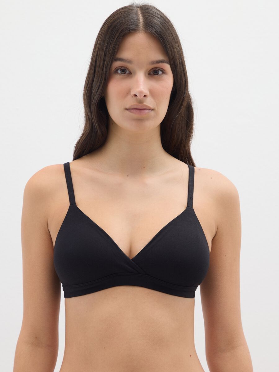 Reggiseno in cotone elasticizzato nero_0