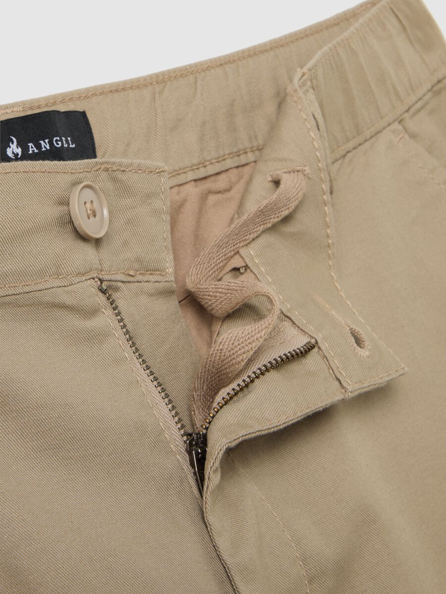 Men's beige cotton regular fit shorts_1