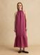 Pink linen-viscose blend halterneck dress, regular fit_0