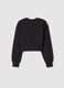 Girl's black crew-neck sweatshirt in pure cotton regular fit_1