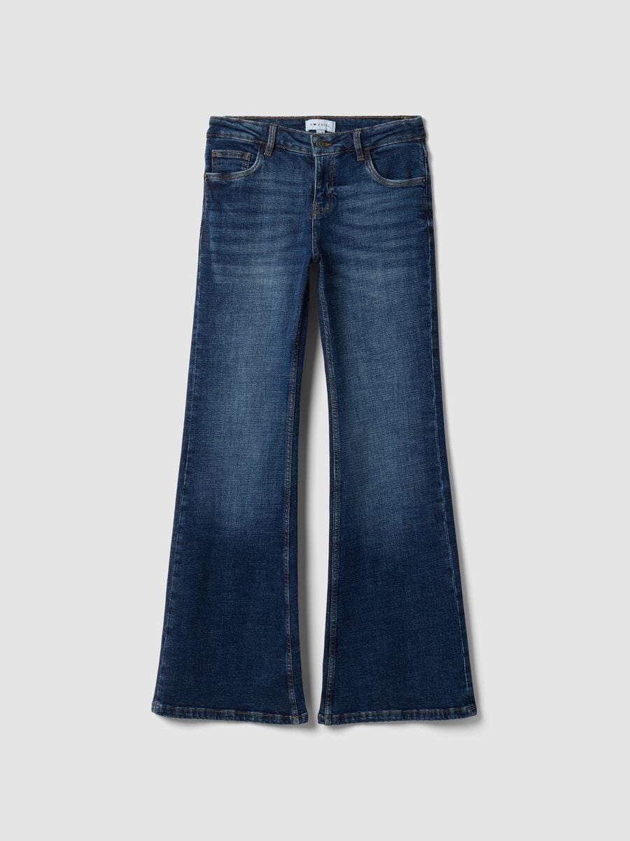 Blue bootcut stretch-cotton denim jeans_0