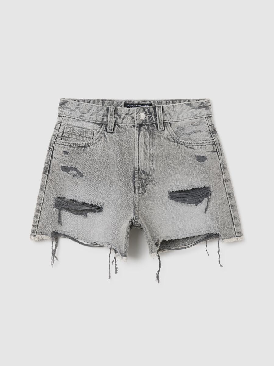 Women's grey pure cotton regular fit shorts_0