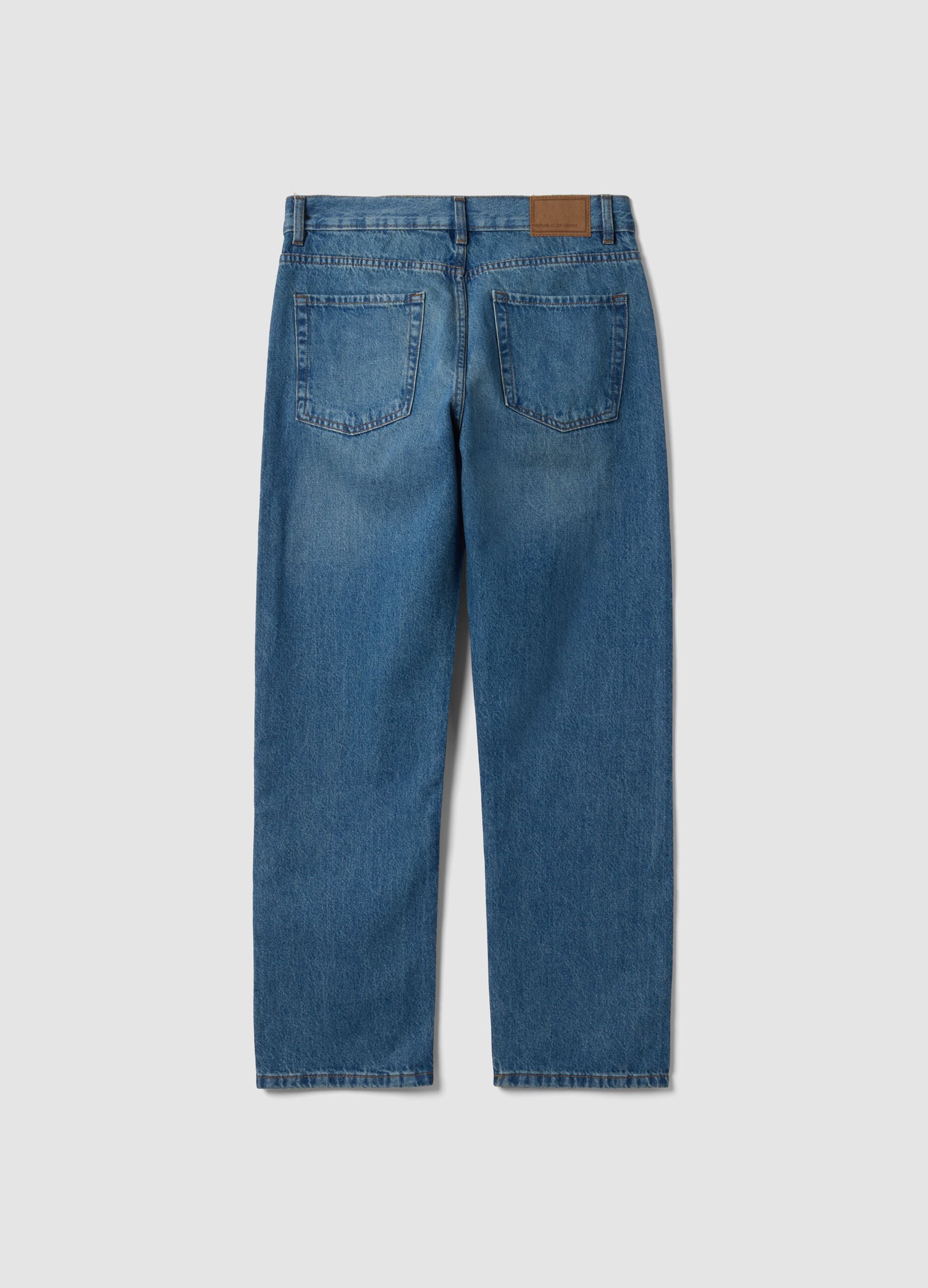 Jeans denim azzurro in puro cotone straight fit