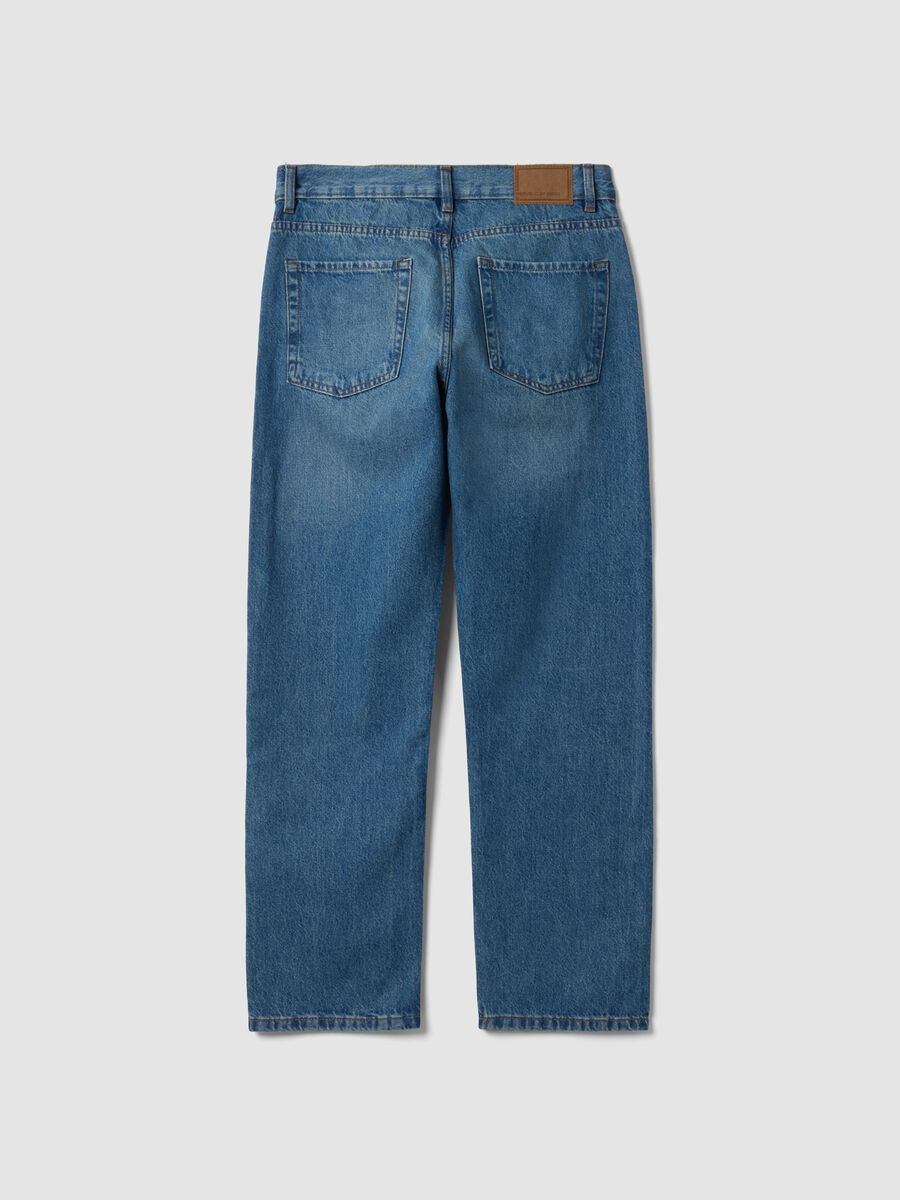 Jeans denim azzurro in puro cotone straight fit_2