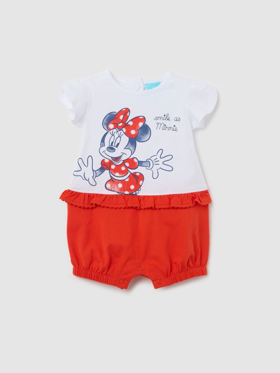 Red and white onesie with Minnie Mouse motif in cotton_0