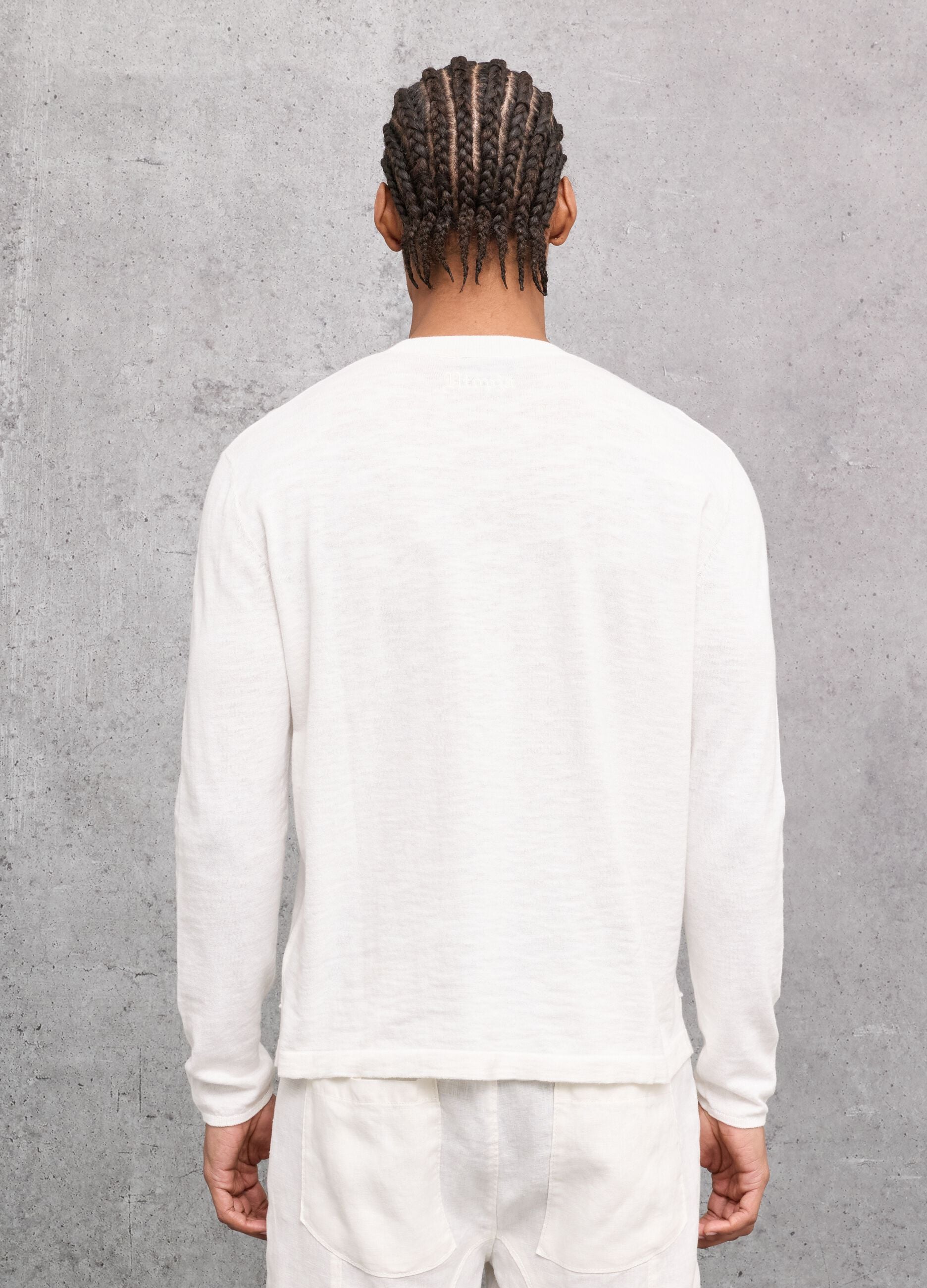 White Knit Long-Sleeve T-Shirt