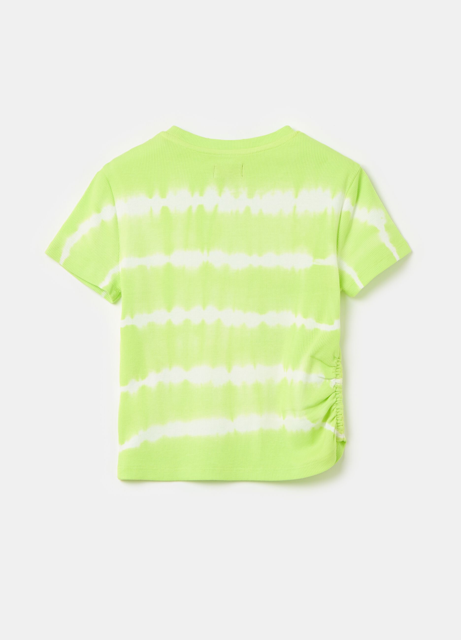 Ribbed T-shirt with tie-dye pattern