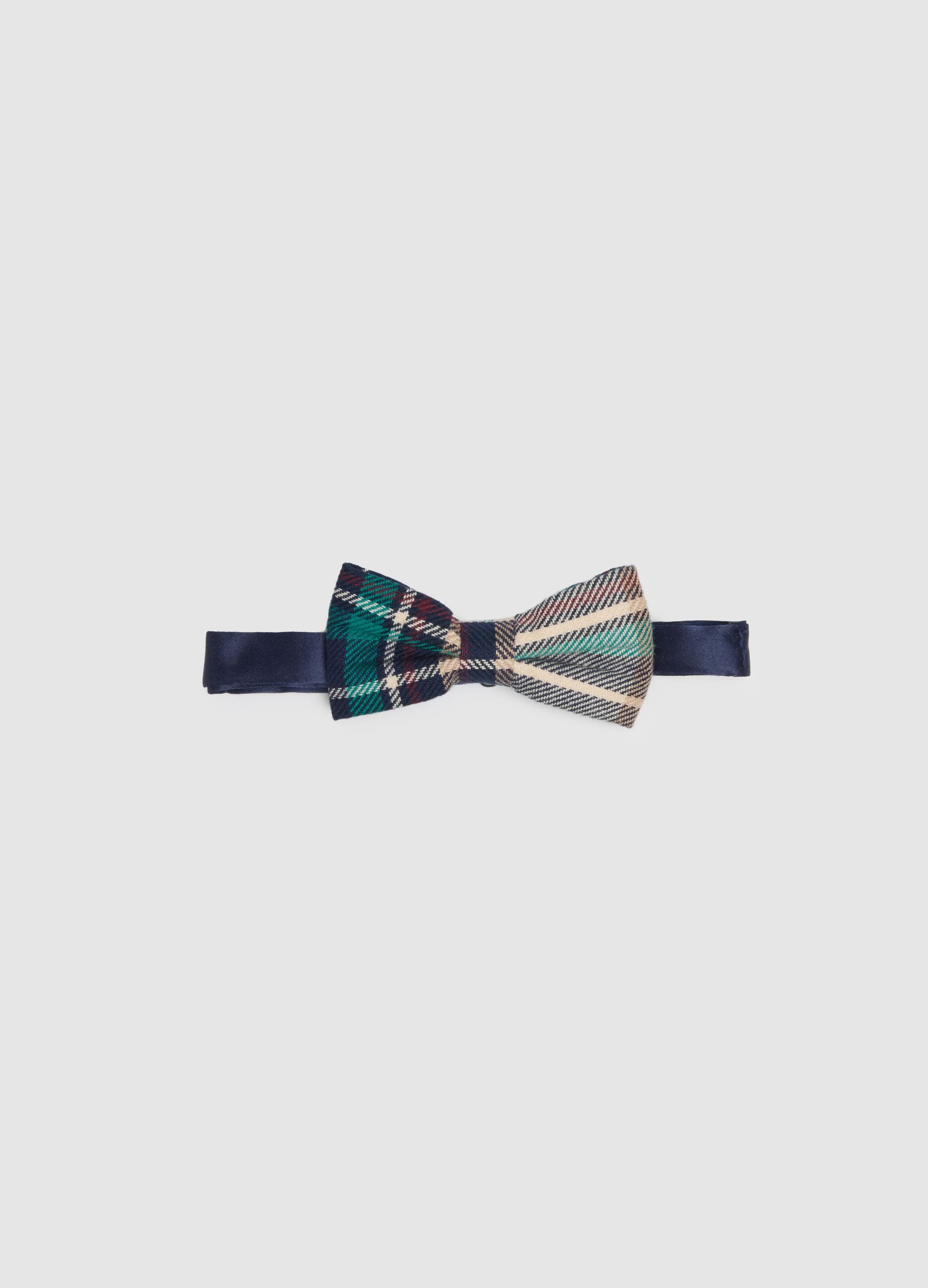 Multicolour check adjustable children's bow tie in pure cotton