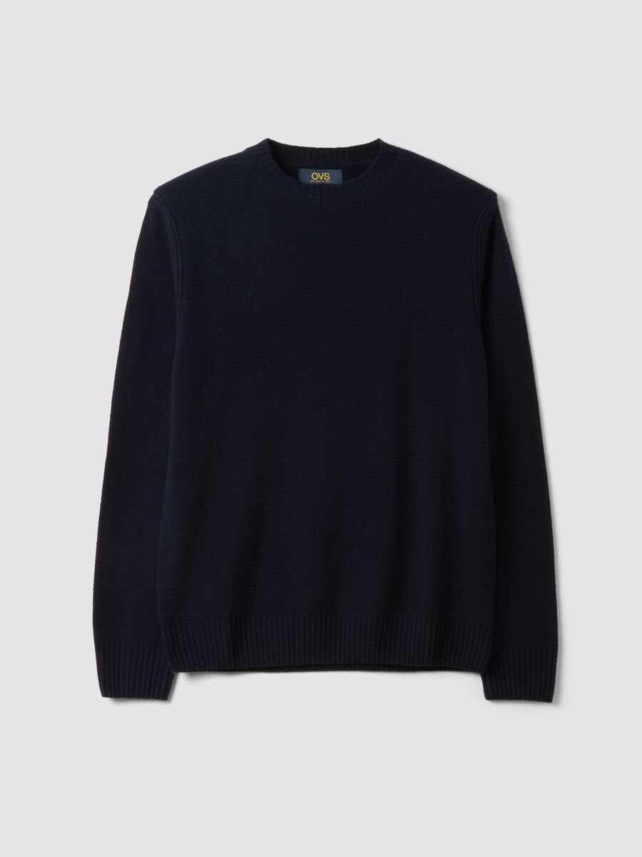 Maglia blu navy girocollo in misto lana regular fit_0
