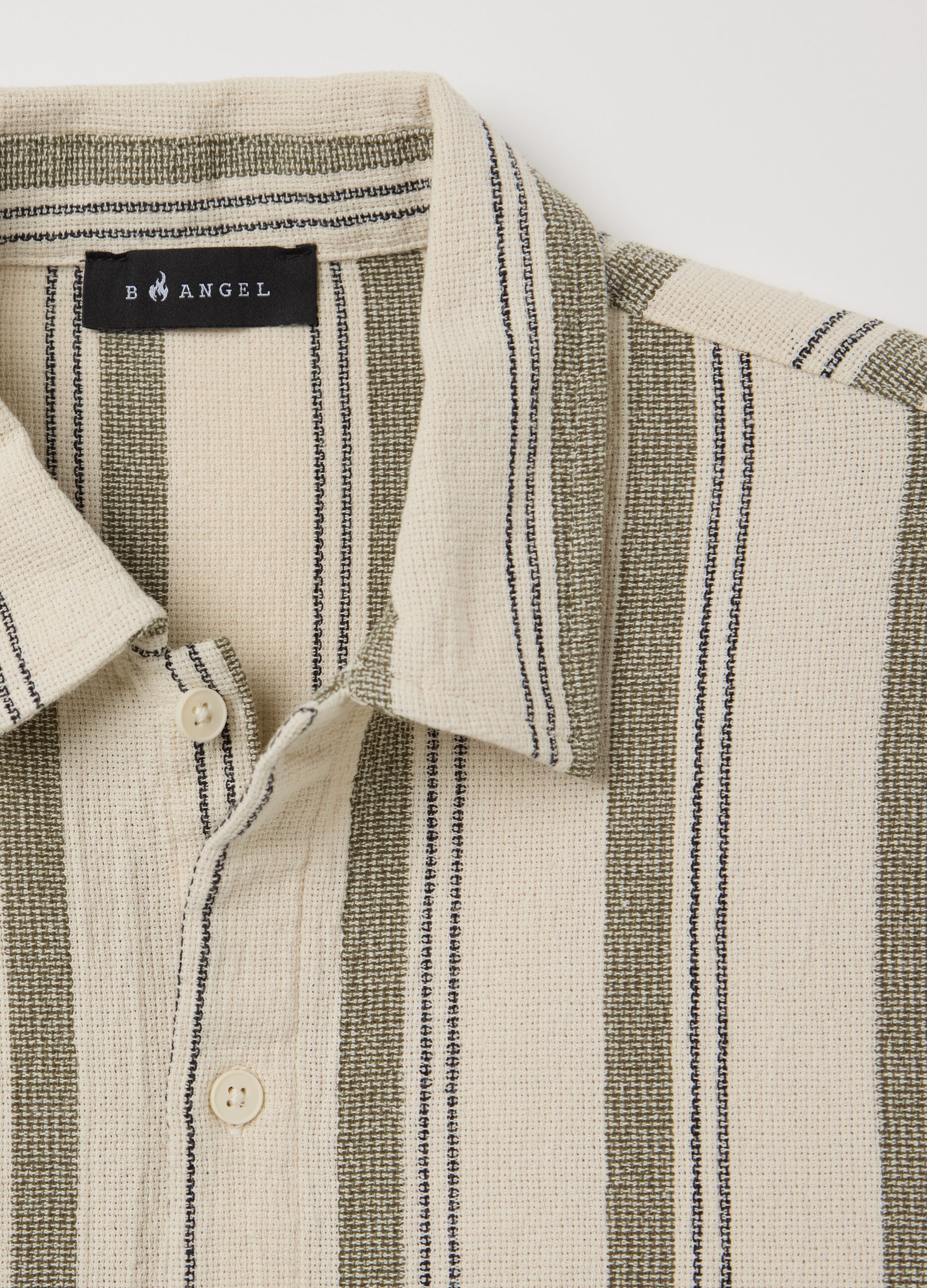 Oversized shirt with grey and beige stripes in cotton