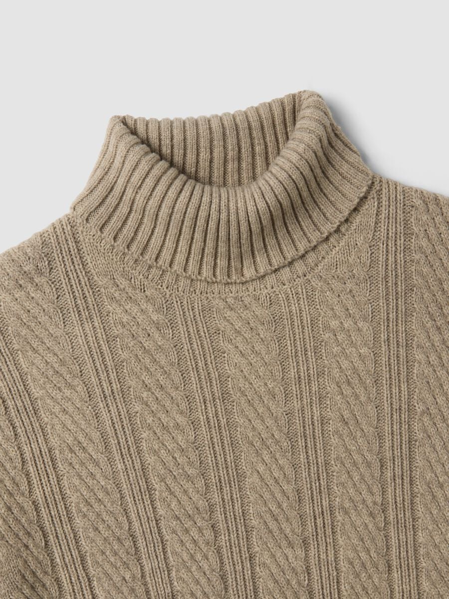 Beige wool-blend regular-fit roll-neck jumper_1
