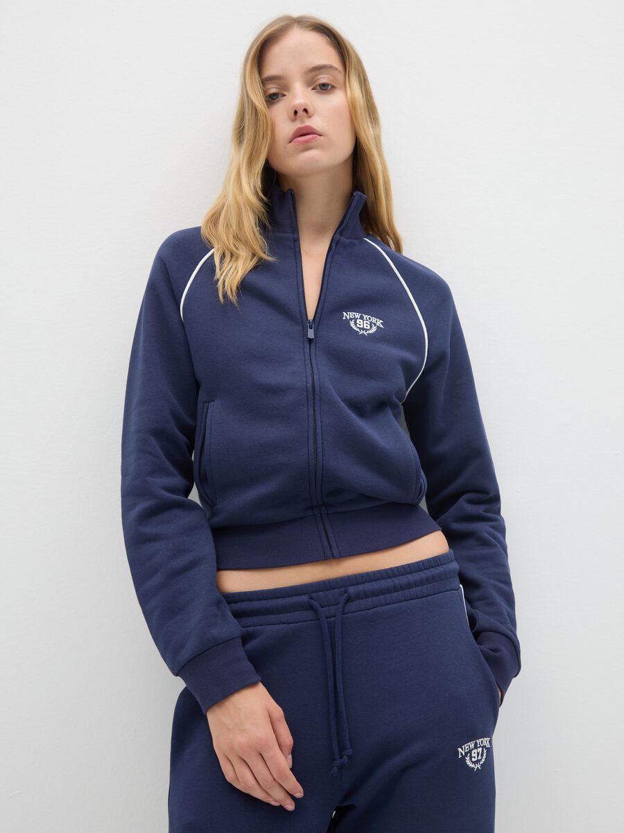 Blue cotton blend sweatshirt regular fit_1